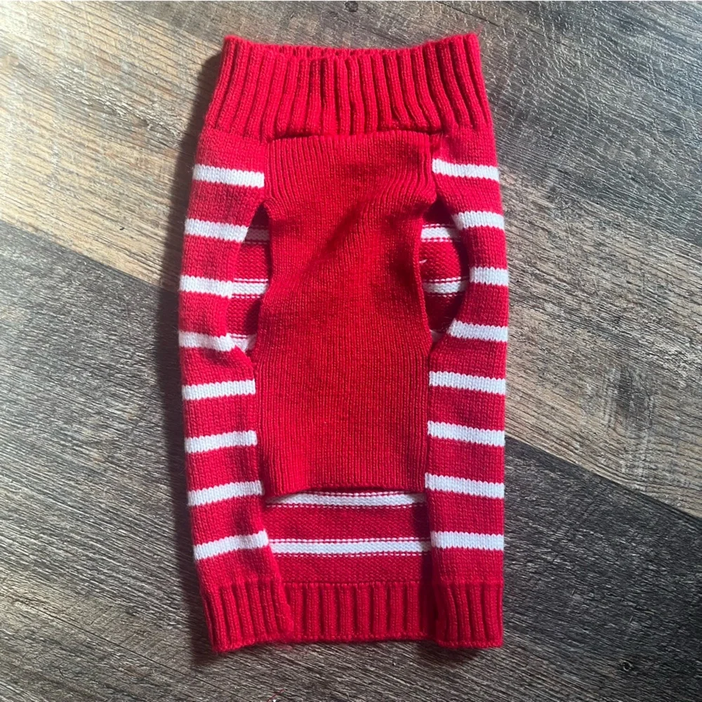 Pet Factory Dog Sweater Santa Claus Striped‎ Knit Red White Size M Christmas